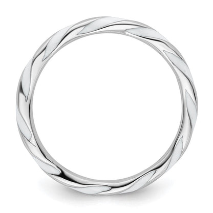 Sterlingsilber Stapelbar Expressions Gedreht Weiß Emailliert Ring