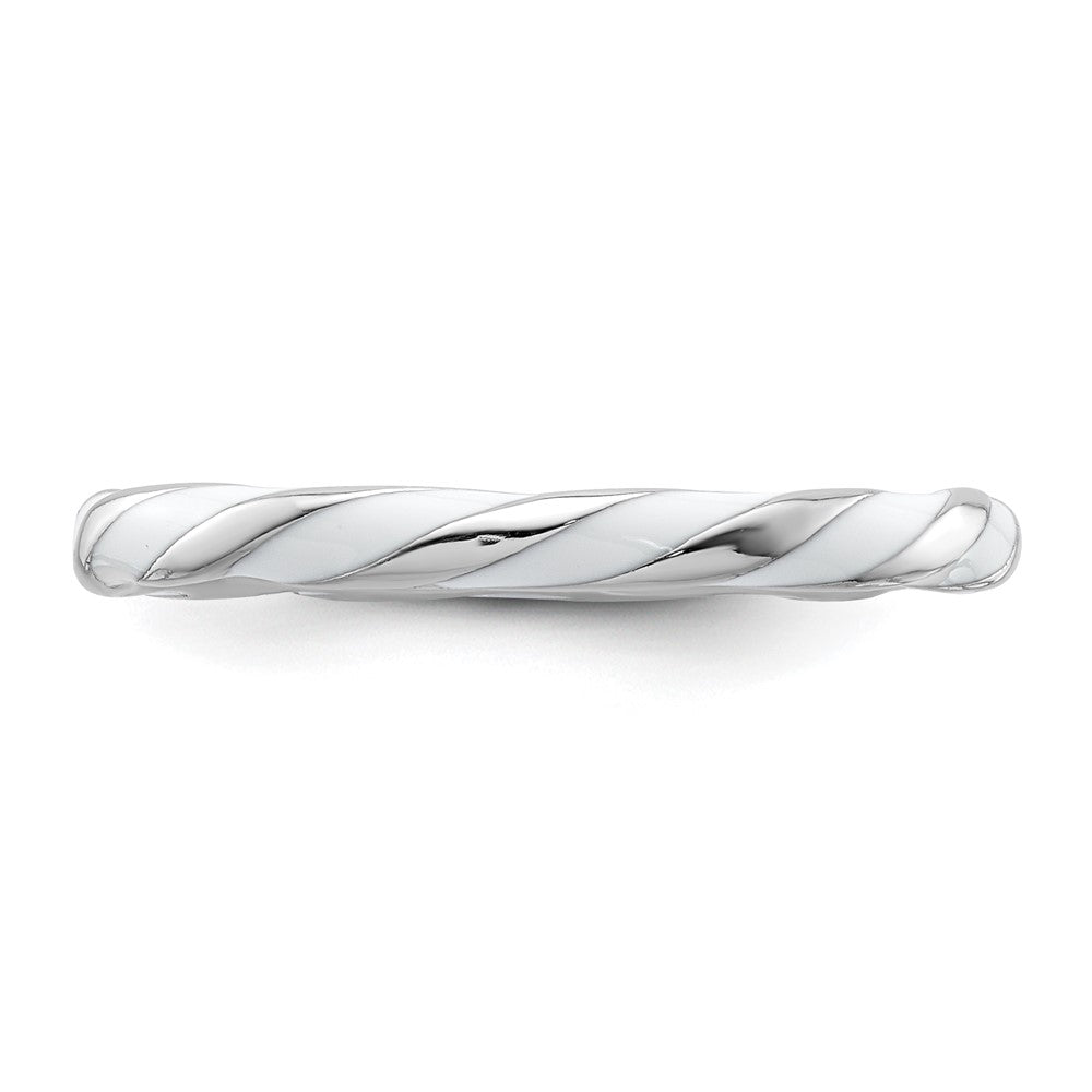 Sterlingsilber Stapelbar Expressions Gedreht Weiß Emailliert Ring