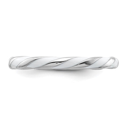 Sterlingsilber Stapelbar Expressions Gedreht Weiß Emailliert Ring