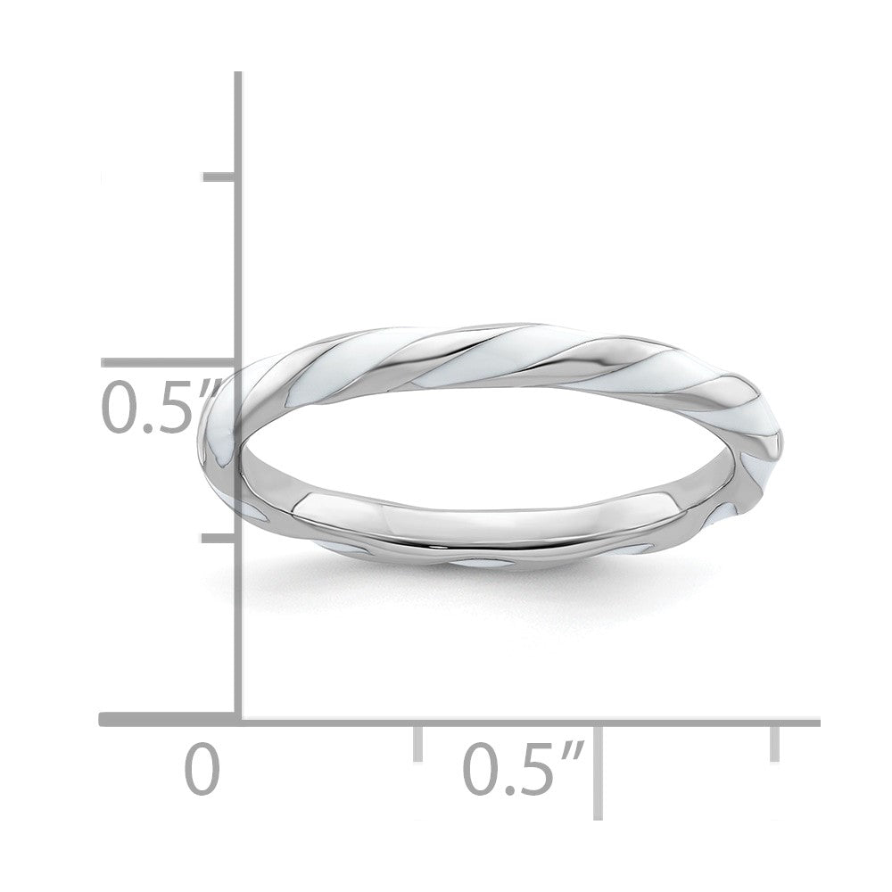 Sterlingsilber Stapelbar Expressions Gedreht Weiß Emailliert Ring