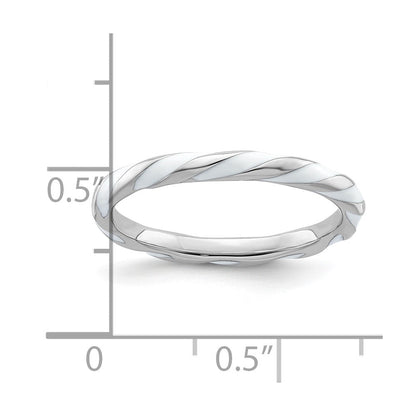 Sterlingsilber Stapelbar Expressions Gedreht Weiß Emailliert Ring