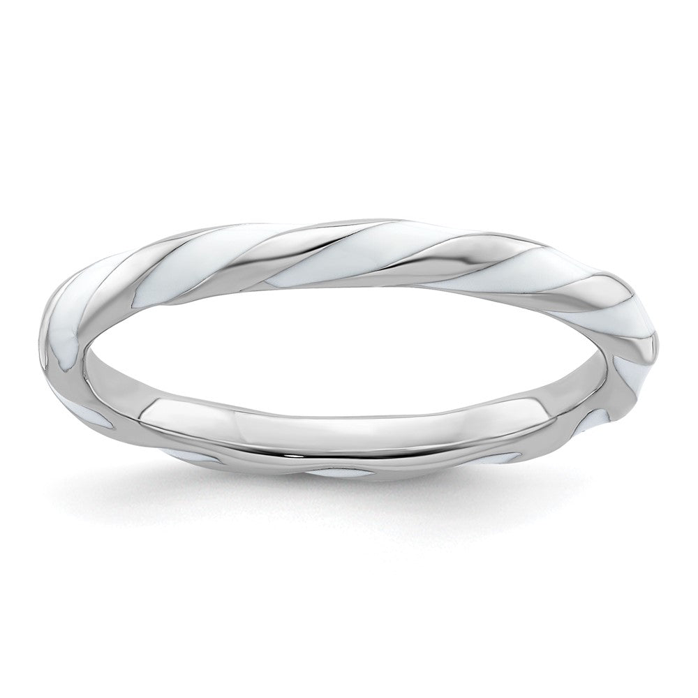 Sterlingsilber Stapelbar Expressions Gedreht Weiß Emailliert Ring