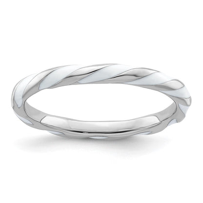 Sterlingsilber Stapelbar Expressions Gedreht Weiß Emailliert Ring