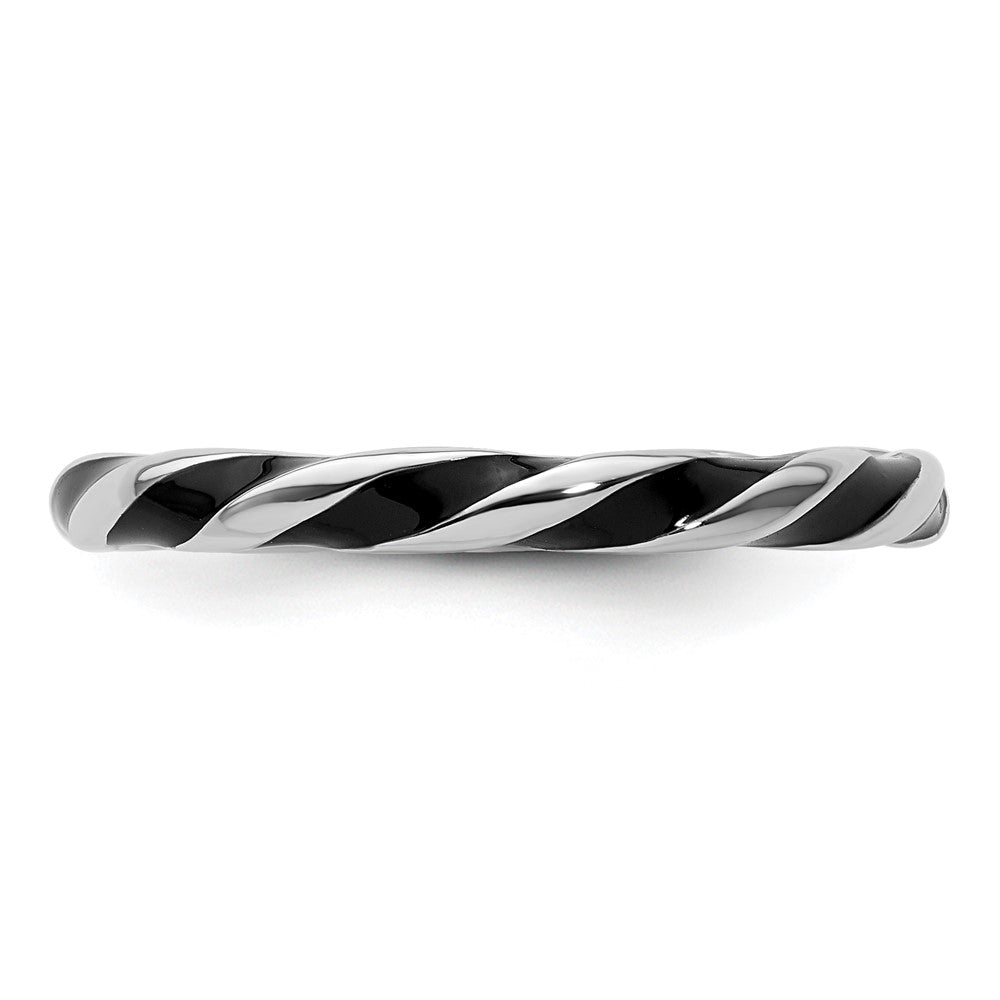 Sterlingsilber Stapelbar Expressions Gedreht Schwarz Emailliert Ring