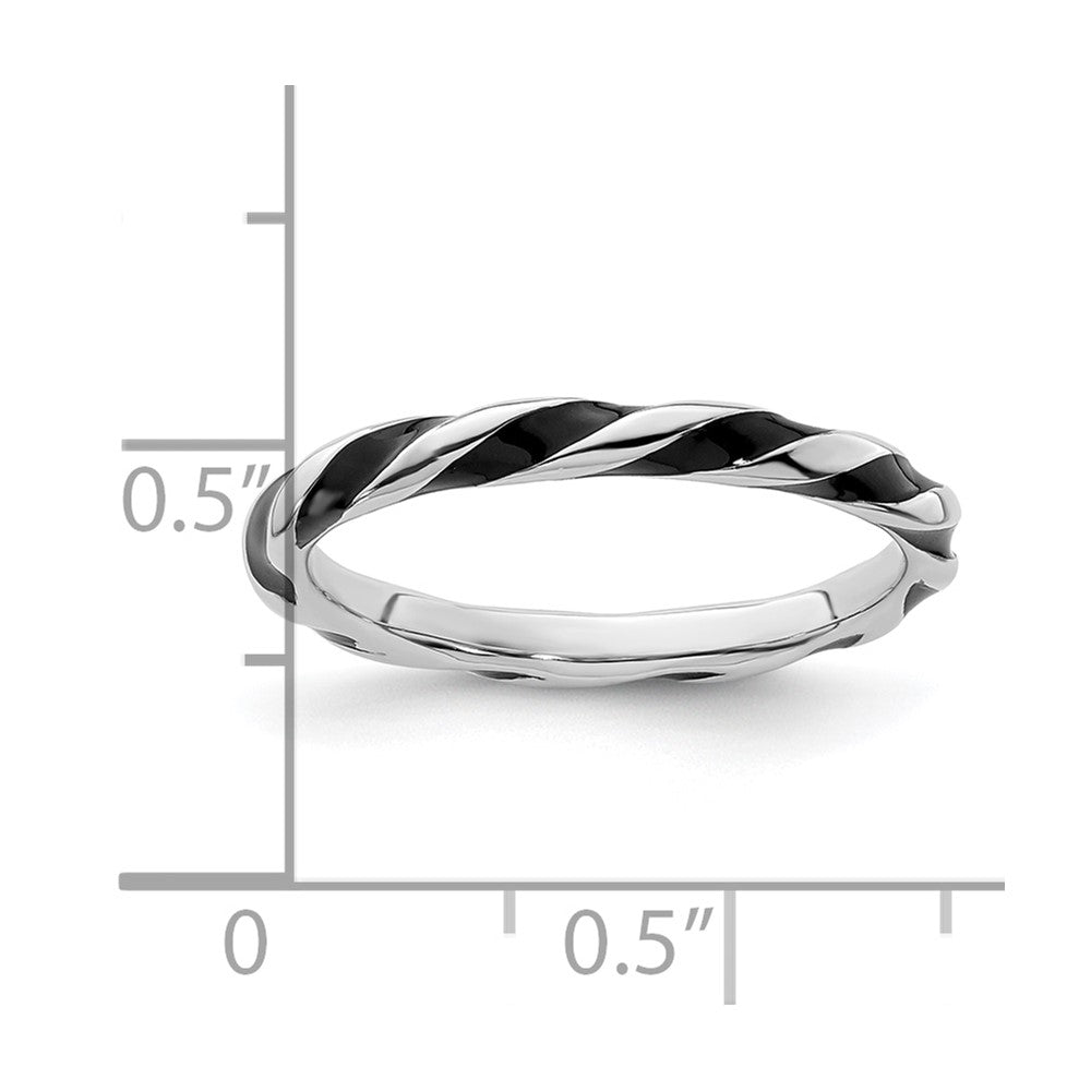 Sterlingsilber Stapelbar Expressions Gedreht Schwarz Emailliert Ring