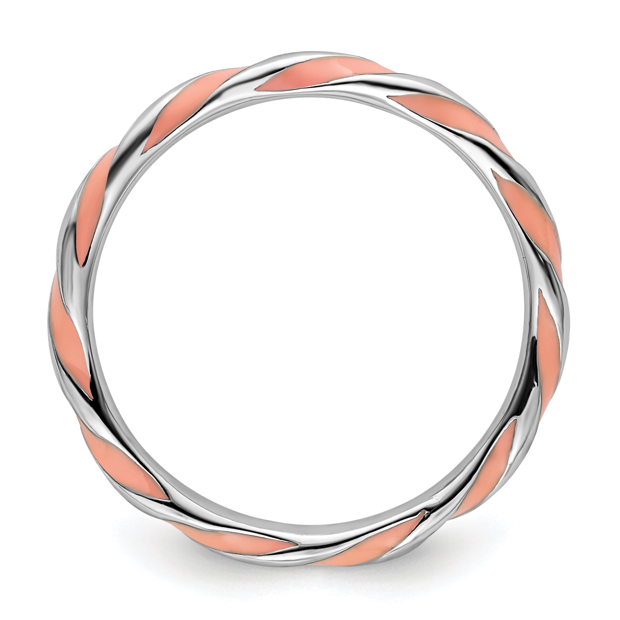 Sterlingsilber Stapelbar Expressions Gedreht Rosa Emailliert Ring