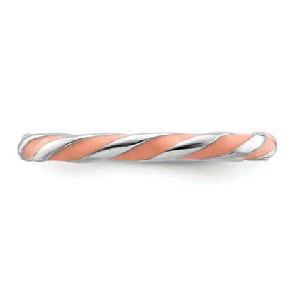 Sterlingsilber Stapelbar Expressions Gedreht Rosa Emailliert Ring