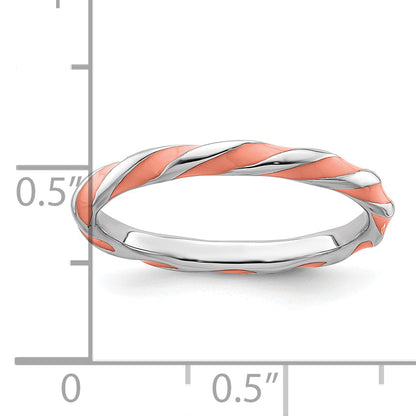 Sterlingsilber Stapelbar Expressions Gedreht Rosa Emailliert Ring