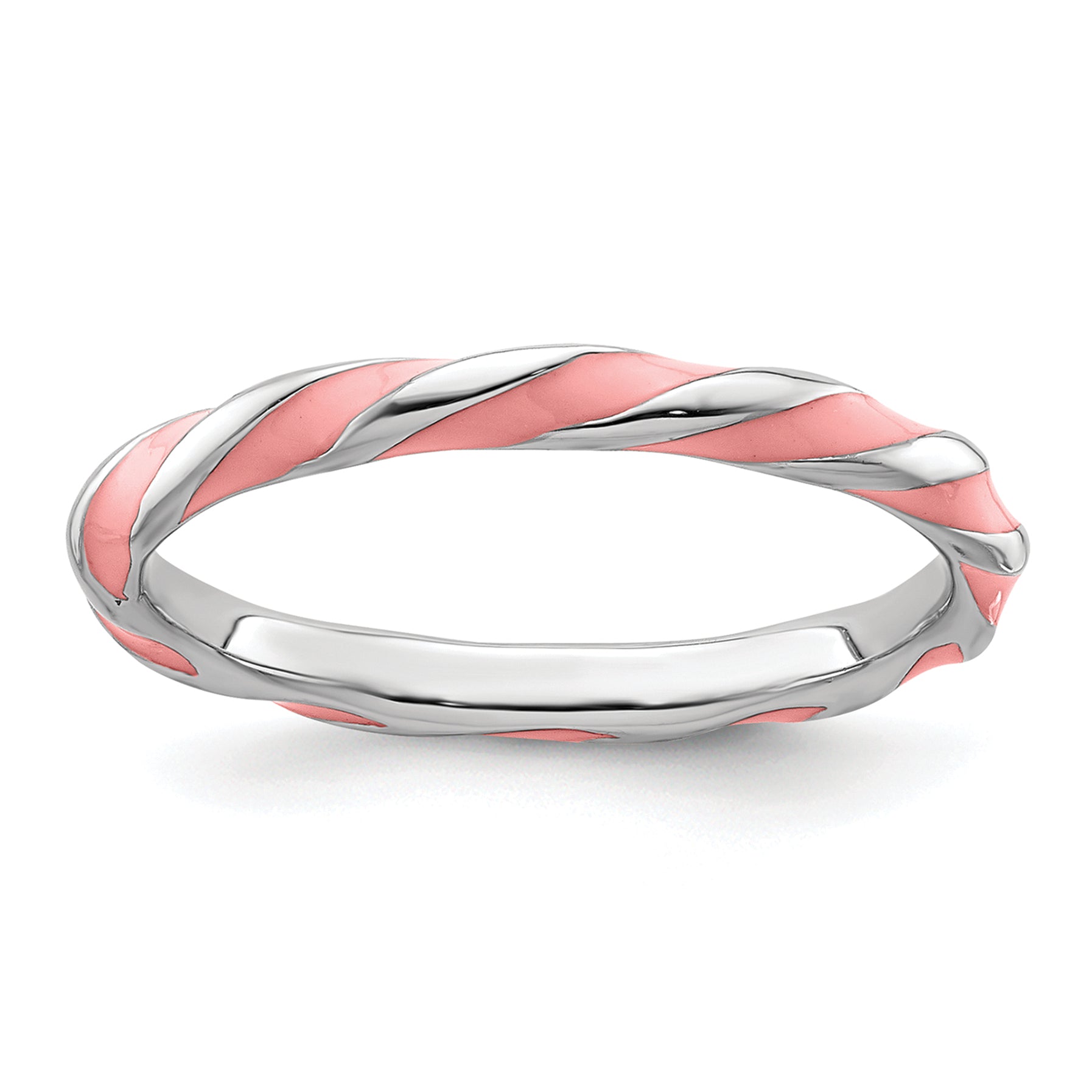 Sterlingsilber Stapelbar Expressions Gedreht Rosa Emailliert Ring