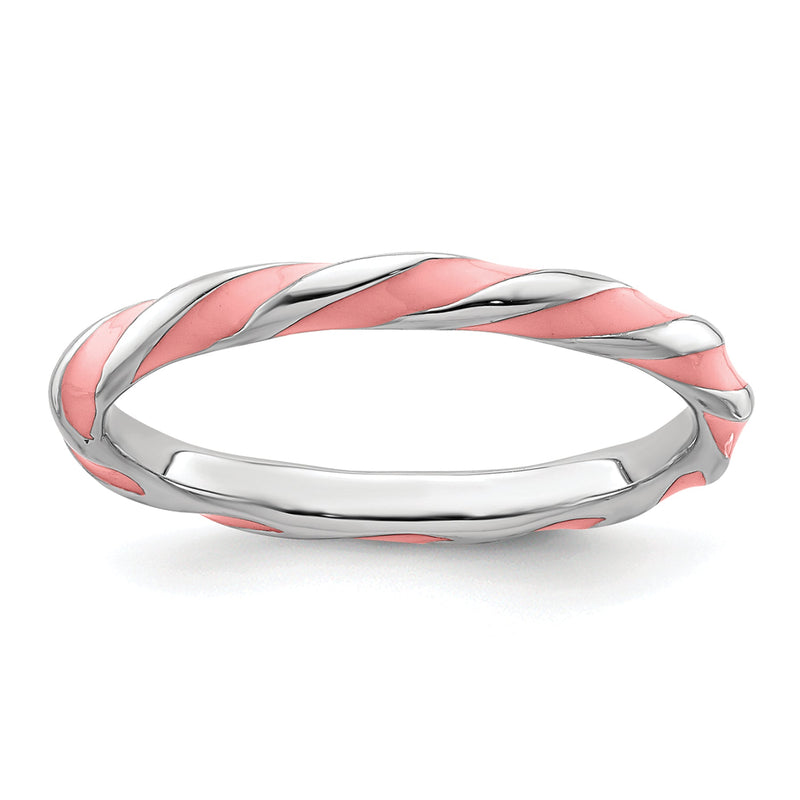 Sterlingsilber Stapelbar Expressions Gedreht Rosa Emailliert Ring