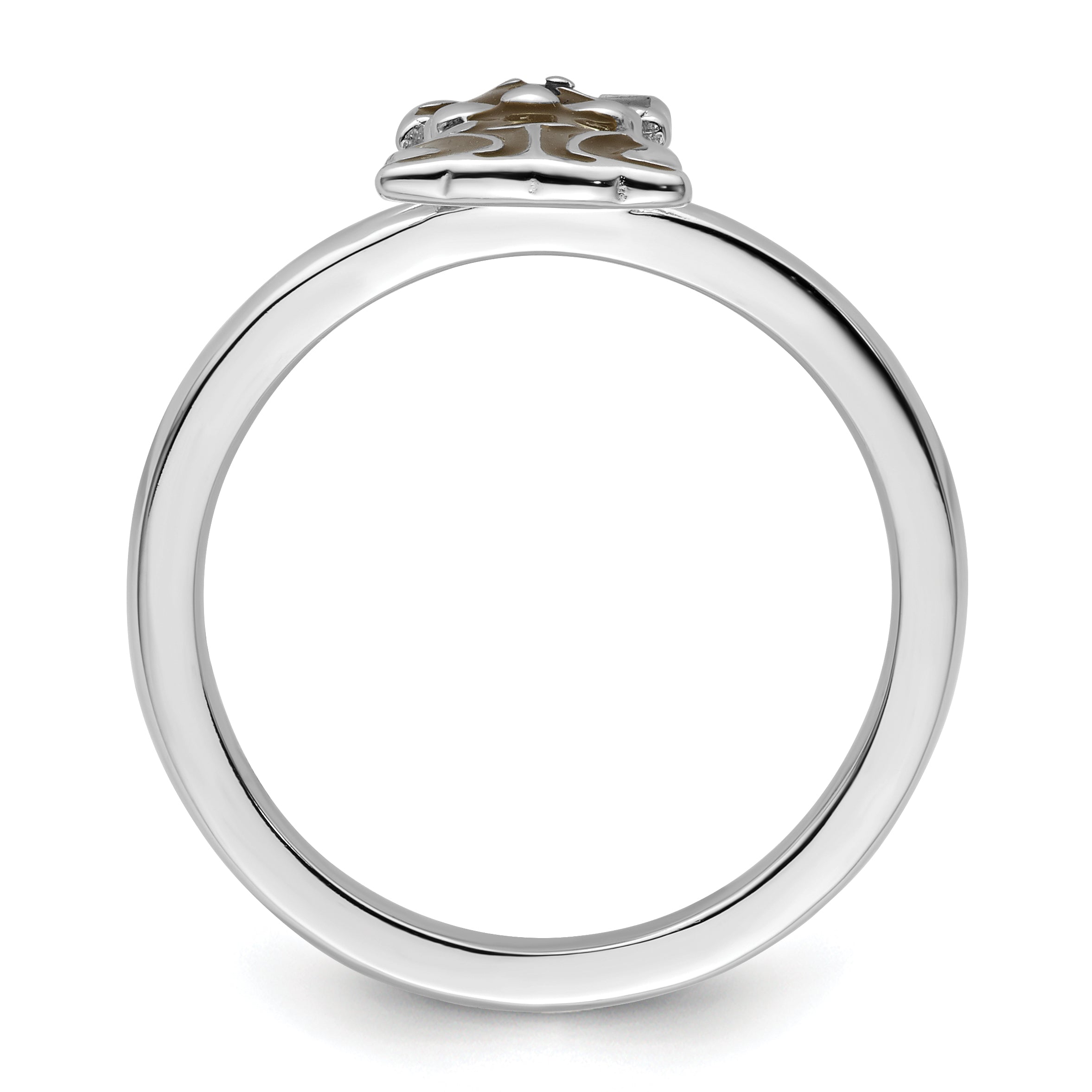 Sterlingsilber Stapelbar Expressions Braun Emailliert Hund Ring