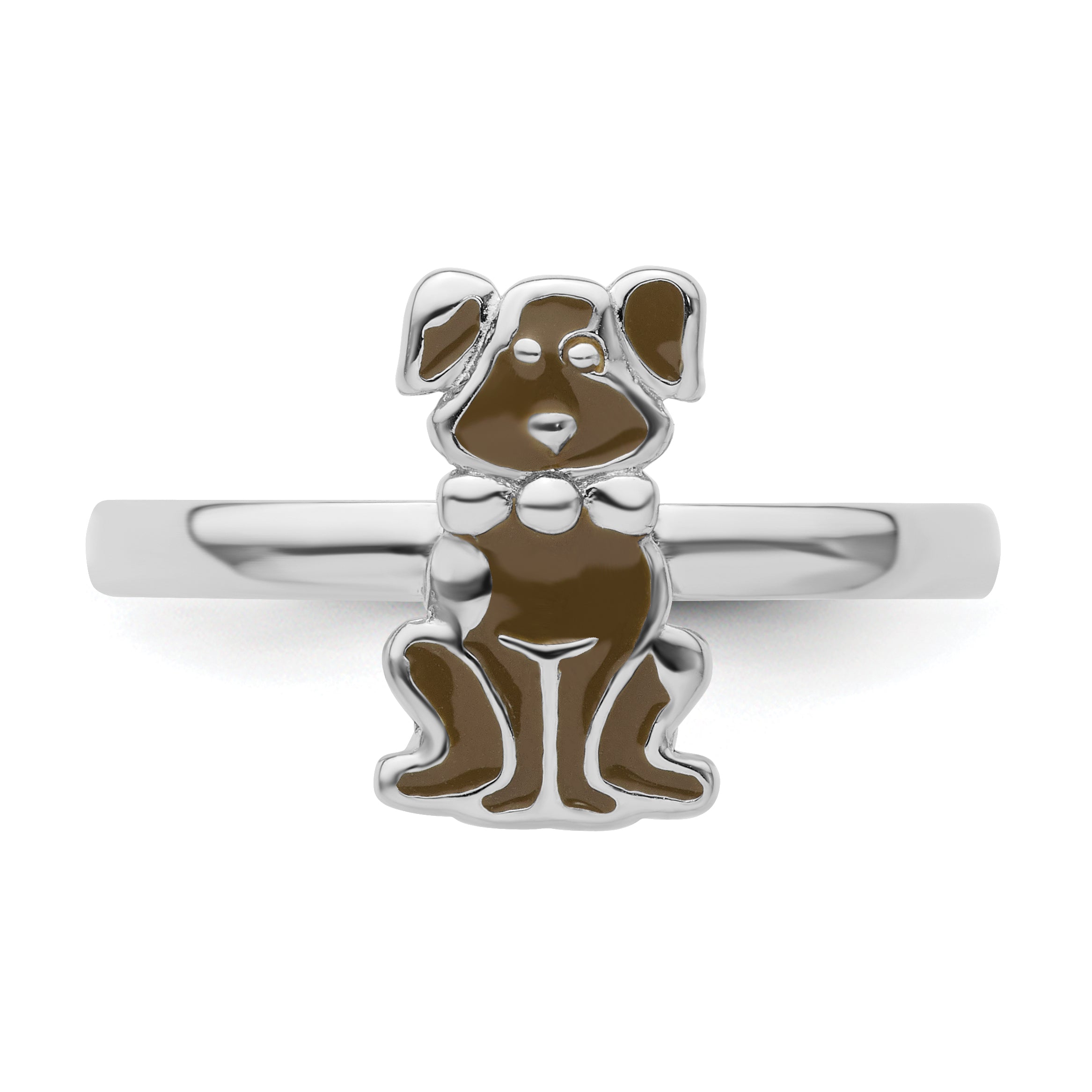 Sterlingsilber Stapelbar Expressions Braun Emailliert Hund Ring
