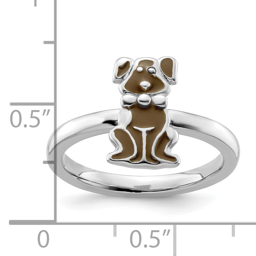 Sterlingsilber Stapelbar Expressions Braun Emailliert Hund Ring