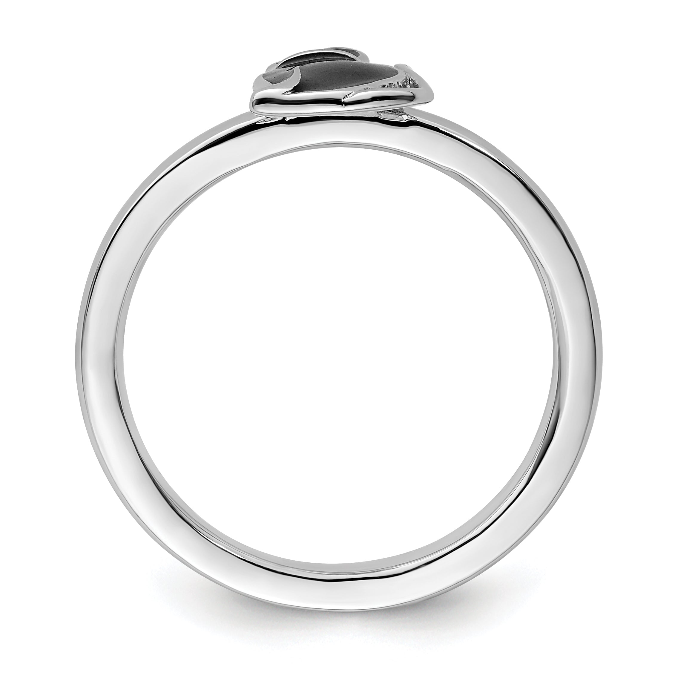Sterlingsilber Stapelbar Expressions Schwarz Emailliert Katze Ring