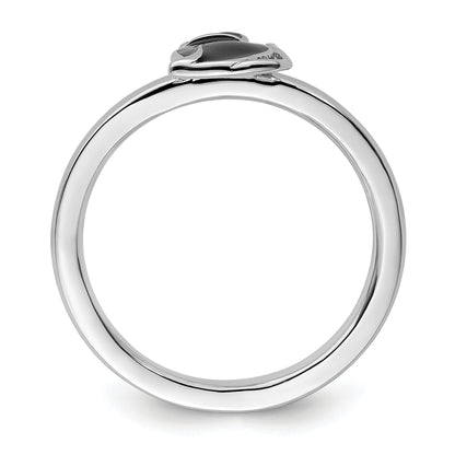 Sterlingsilber Stapelbar Expressions Schwarz Emailliert Katze Ring
