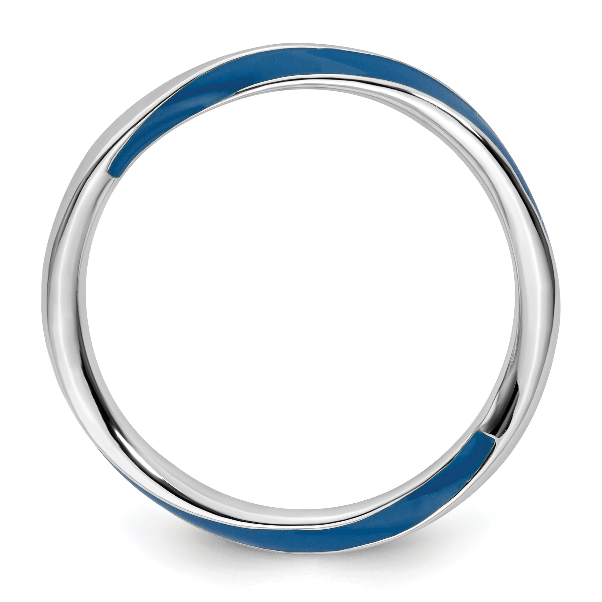 Sterlingsilber Stapelbar Expressions Gedreht Blau Emailliert Ring