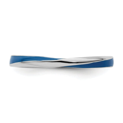 Sterlingsilber Stapelbar Expressions Gedreht Blau Emailliert Ring