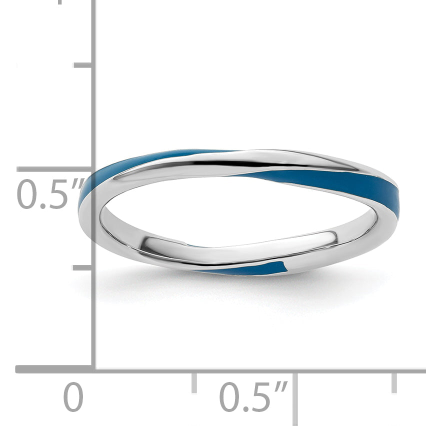 Sterlingsilber Stapelbar Expressions Gedreht Blau Emailliert Ring