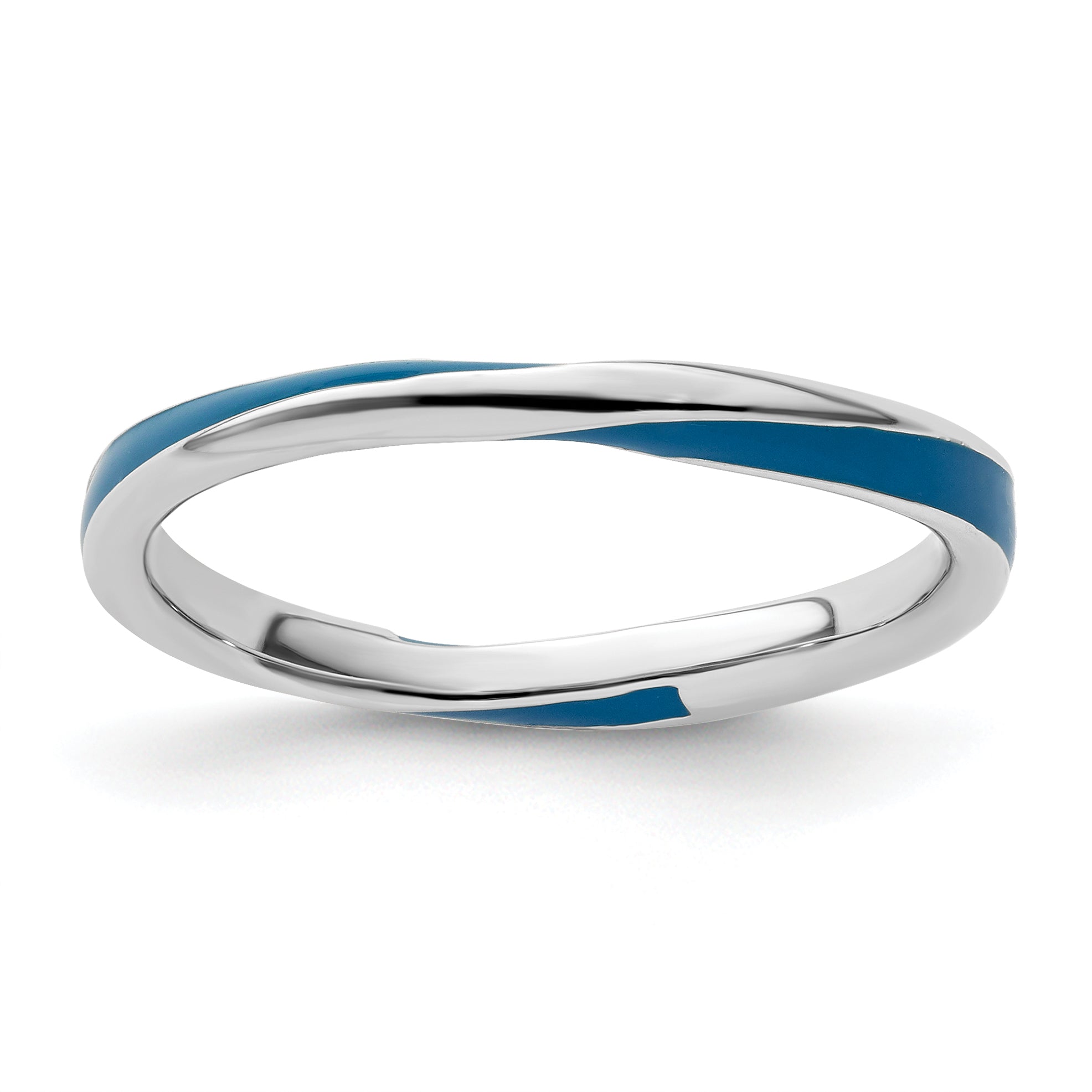 Sterlingsilber Stapelbar Expressions Gedreht Blau Emailliert Ring