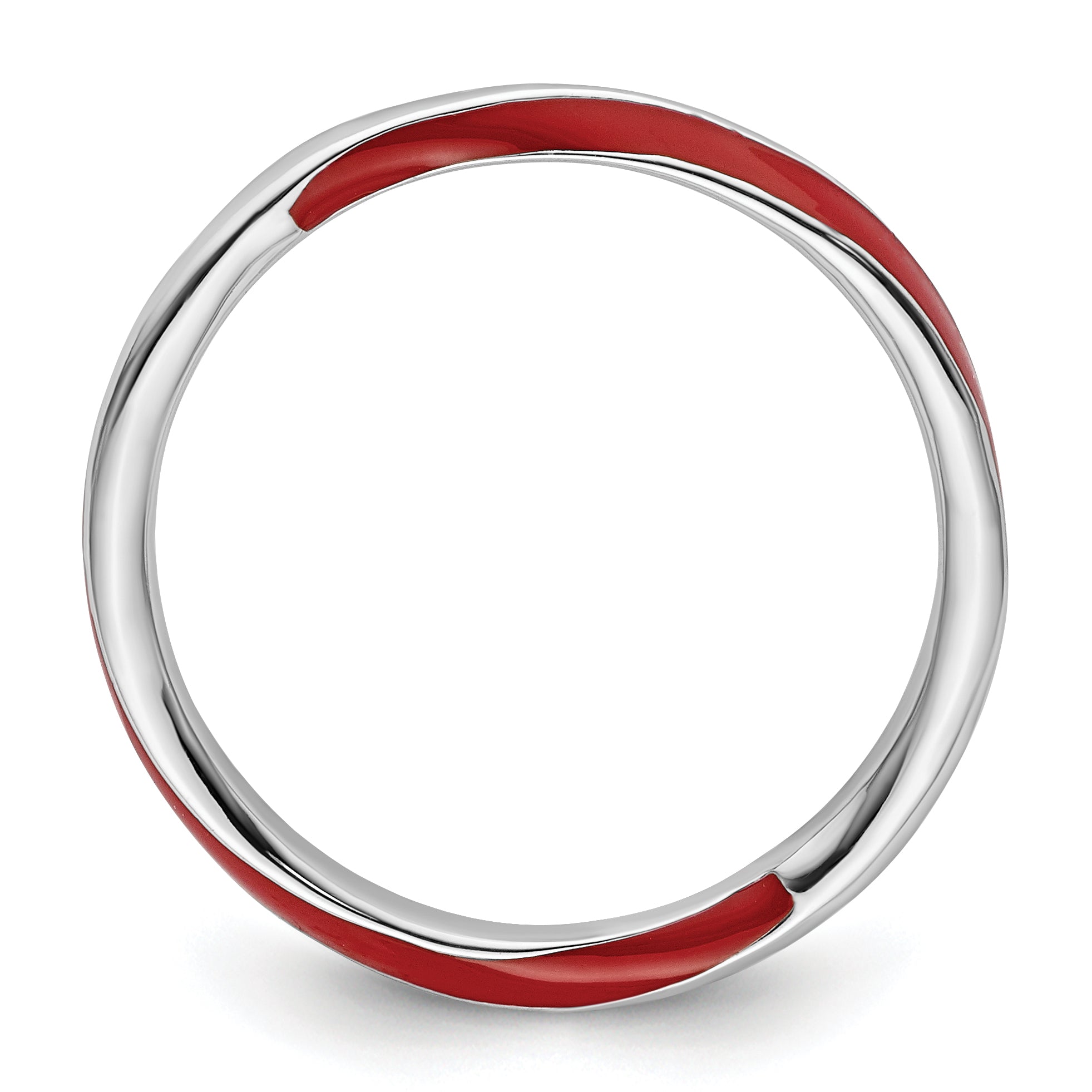 Sterlingsilber Stapelbar Expressions Gedreht Rot Emailliert Ring