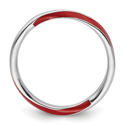 Sterlingsilber Stapelbar Expressions Gedreht Rot Emailliert Ring