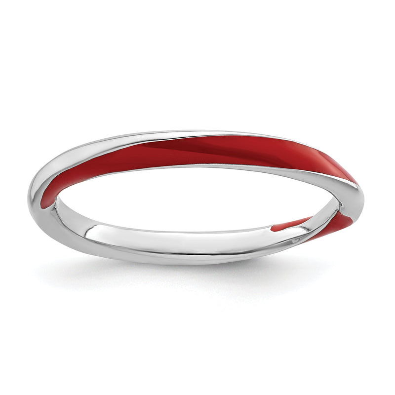 Sterlingsilber Stapelbar Expressions Gedreht Rot Emailliert Ring