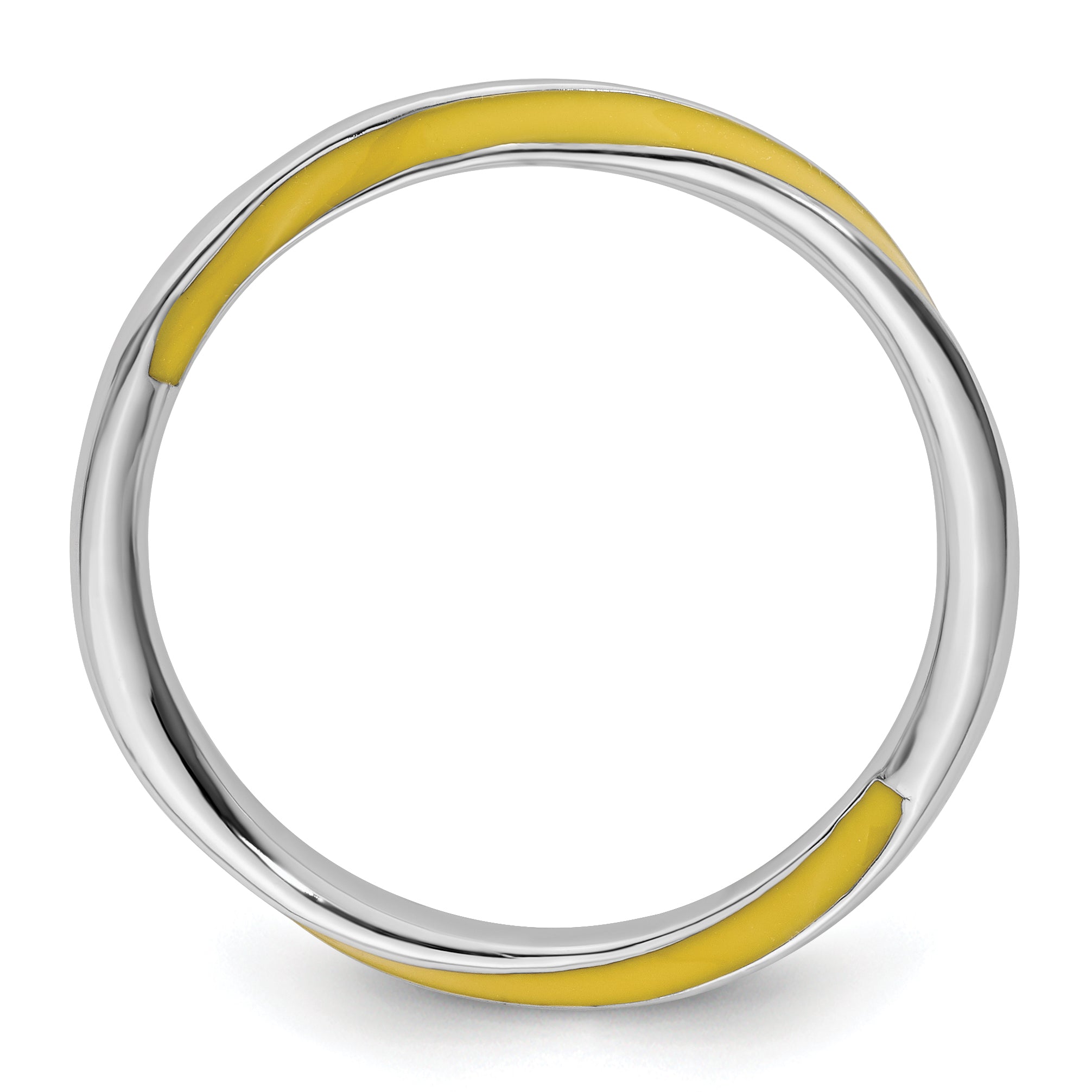 Sterlingsilber Stapelbar Expressions Gedreht Gelb Emailliert Ring