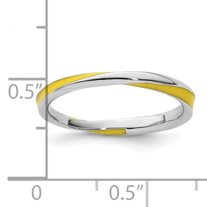 Sterlingsilber Stapelbar Expressions Gedreht Gelb Emailliert Ring