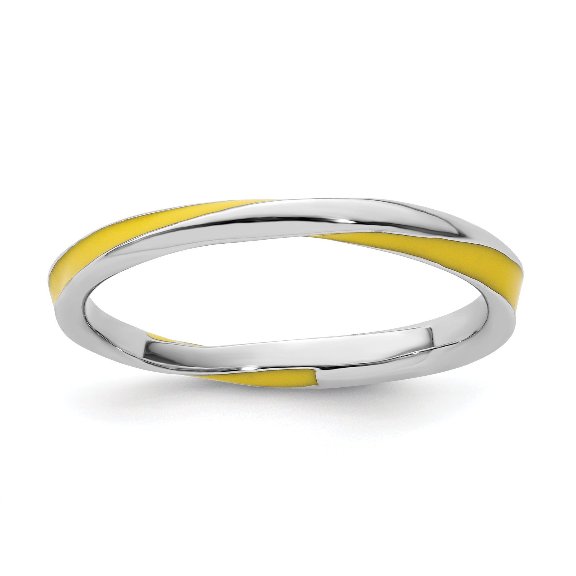 Sterlingsilber Stapelbar Expressions Gedreht Gelb Emailliert Ring