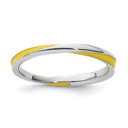 Sterlingsilber Stapelbar Expressions Gedreht Gelb Emailliert Ring