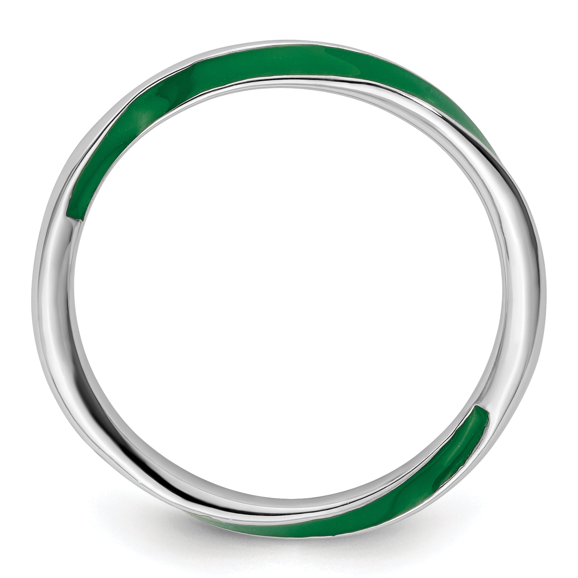 Sterlingsilber Stapelbar Expressions Gedreht Grün Emailliert Ring