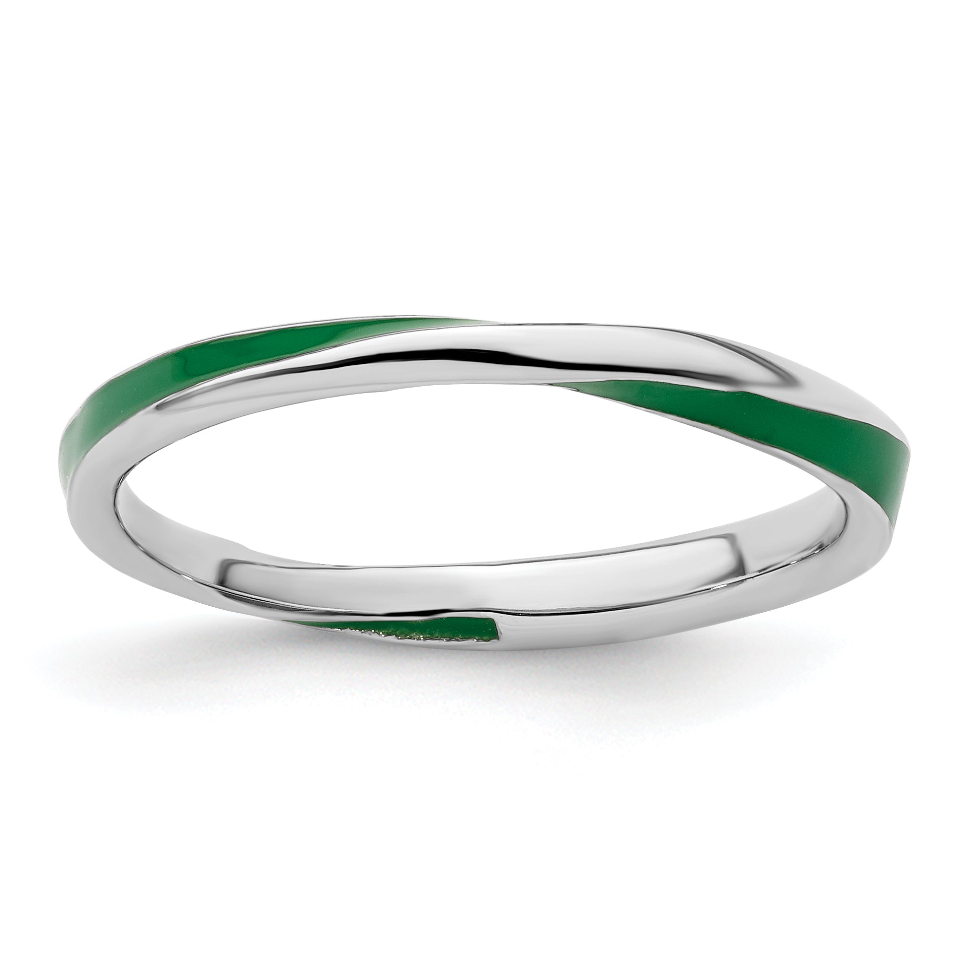 Sterlingsilber Stapelbar Expressions Gedreht Grün Emailliert Ring
