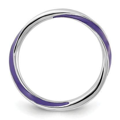 Sterlingsilber Stapelbar Expressions Gedreht Lila Emailliert Ring