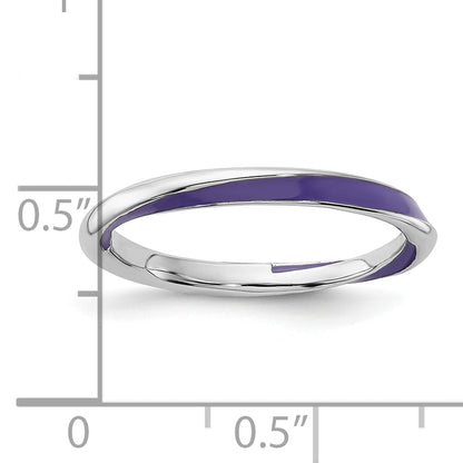 Sterlingsilber Stapelbar Expressions Gedreht Lila Emailliert Ring