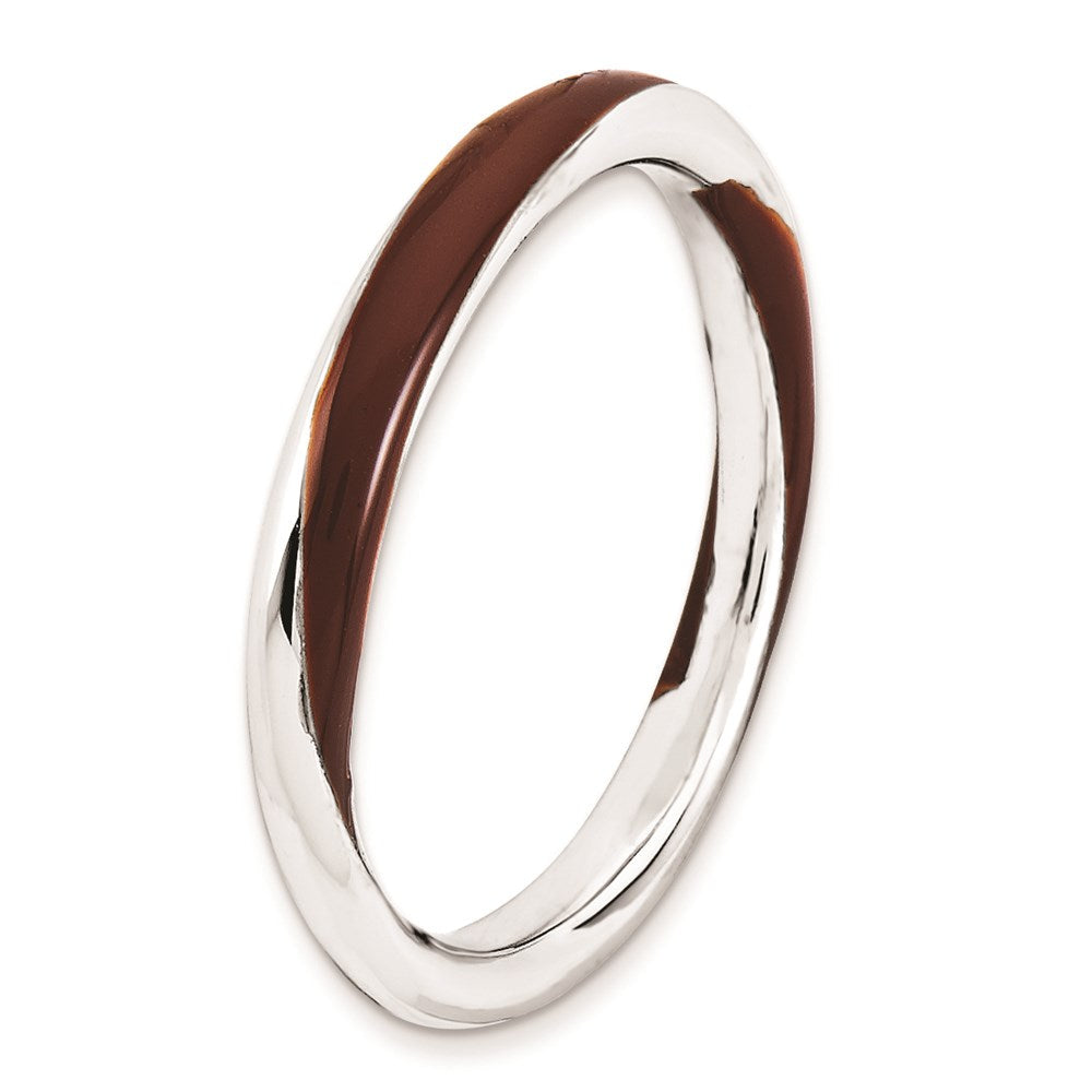 Sterlingsilber Stapelbar Expressions Gedreht Braun Emailliert Ring