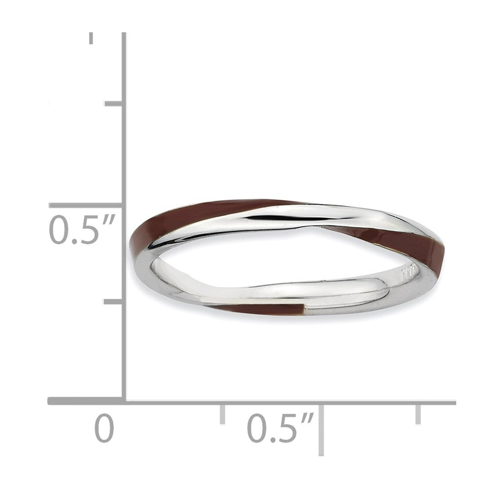 Sterlingsilber Stapelbar Expressions Gedreht Braun Emailliert Ring