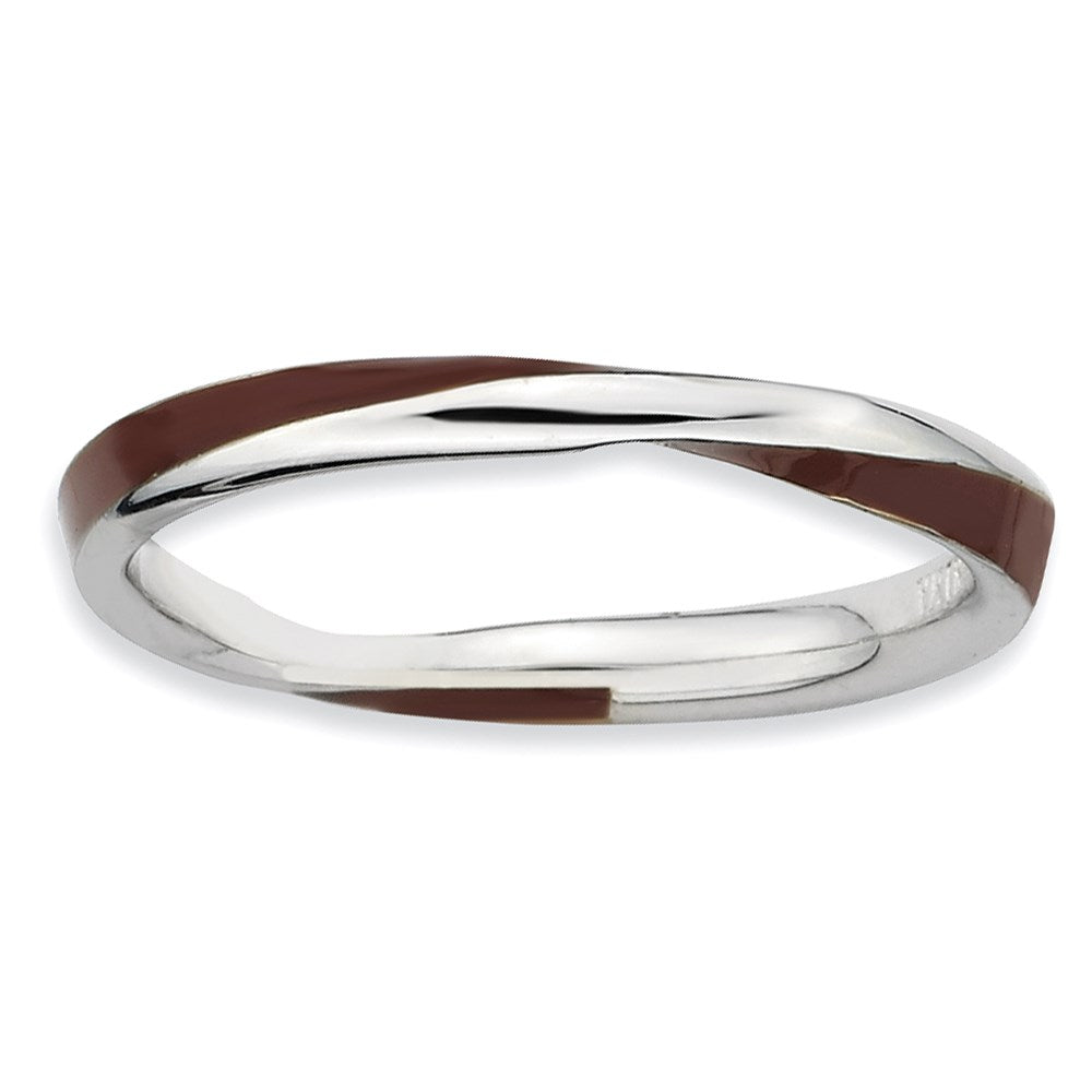 Sterlingsilber Stapelbar Expressions Gedreht Braun Emailliert Ring