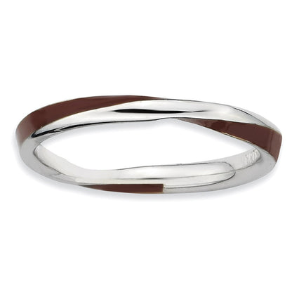 Sterlingsilber Stapelbar Expressions Gedreht Braun Emailliert Ring