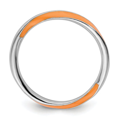 Sterlingsilber Stapelbar Expressions Gedreht Orange Emailliert Ring