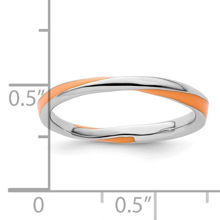 Sterlingsilber Stapelbar Expressions Gedreht Orange Emailliert Ring