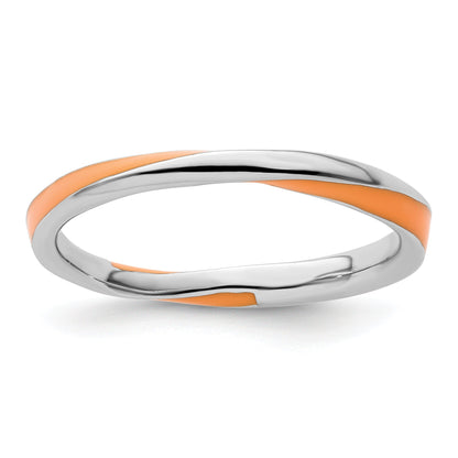 Sterlingsilber Stapelbar Expressions Gedreht Orange Emailliert Ring
