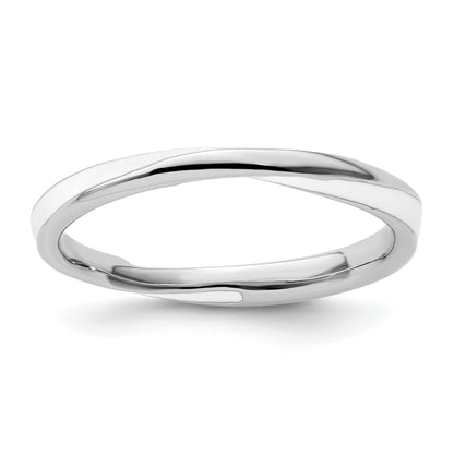Sterlingsilber Stapelbar Expressions Gedreht Weiß Emailliert Ring