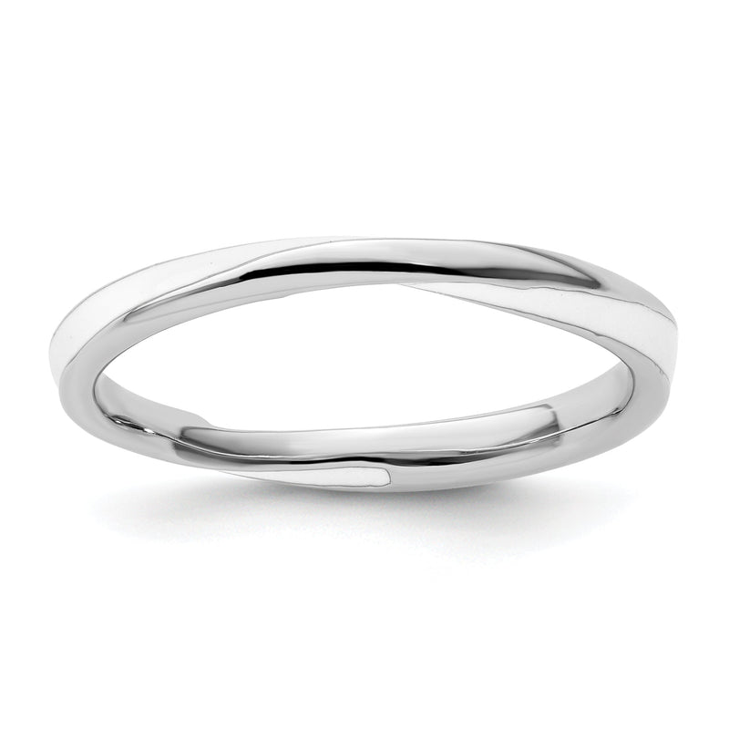 Sterlingsilber Stapelbar Expressions Gedreht Weiß Emailliert Ring