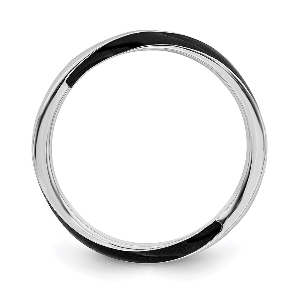 Sterlingsilber Stapelbar Expressions Gedreht Schwarz Emailliert Ring