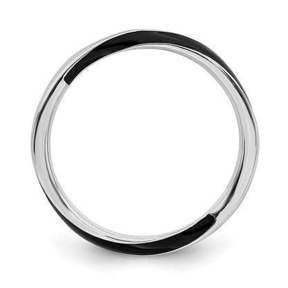 Sterlingsilber Stapelbar Expressions Gedreht Schwarz Emailliert Ring