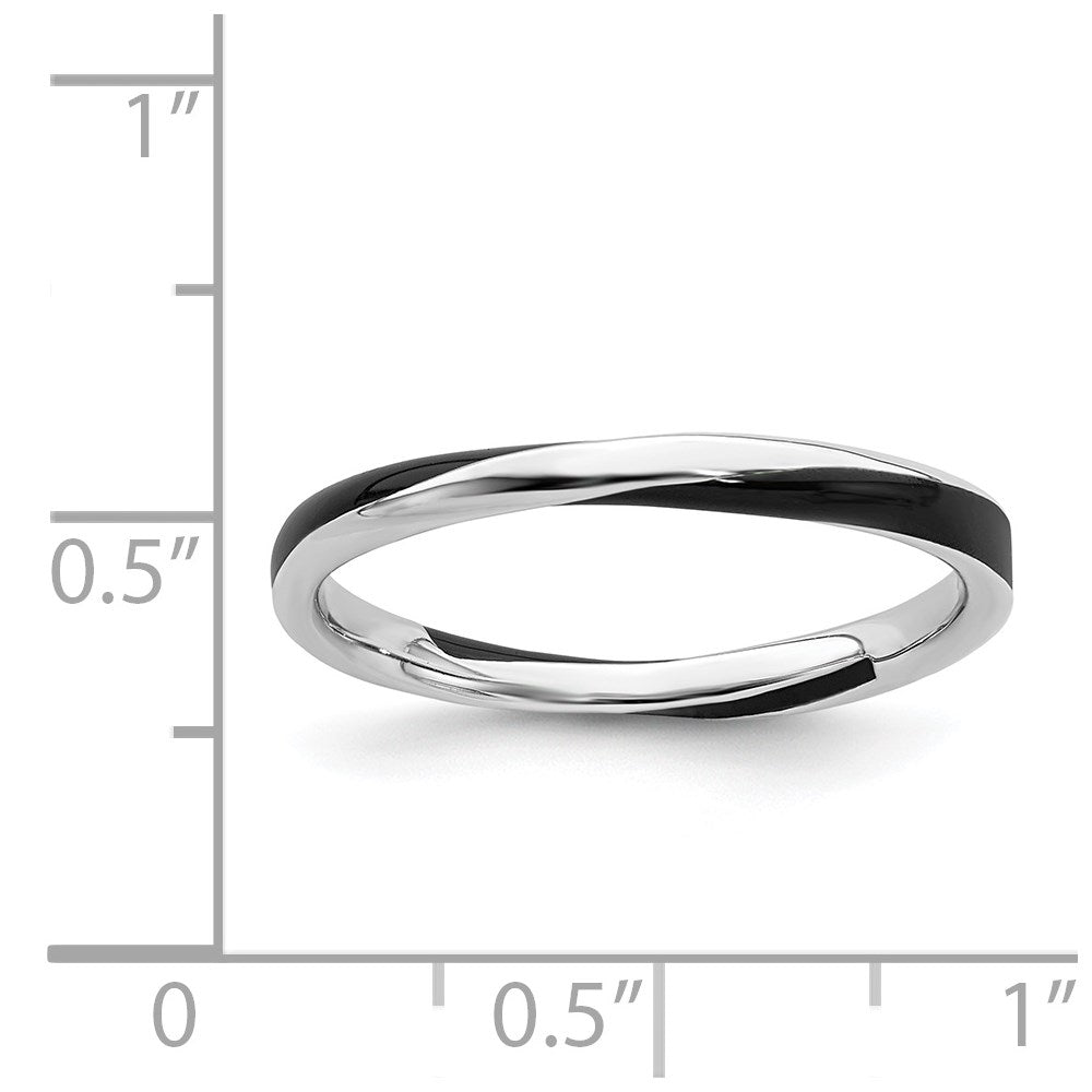 Sterlingsilber Stapelbar Expressions Gedreht Schwarz Emailliert Ring