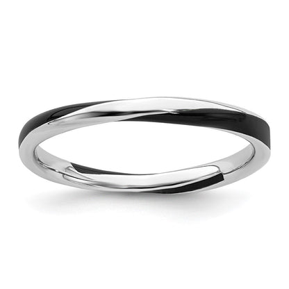 Sterlingsilber Stapelbar Expressions Gedreht Schwarz Emailliert Ring