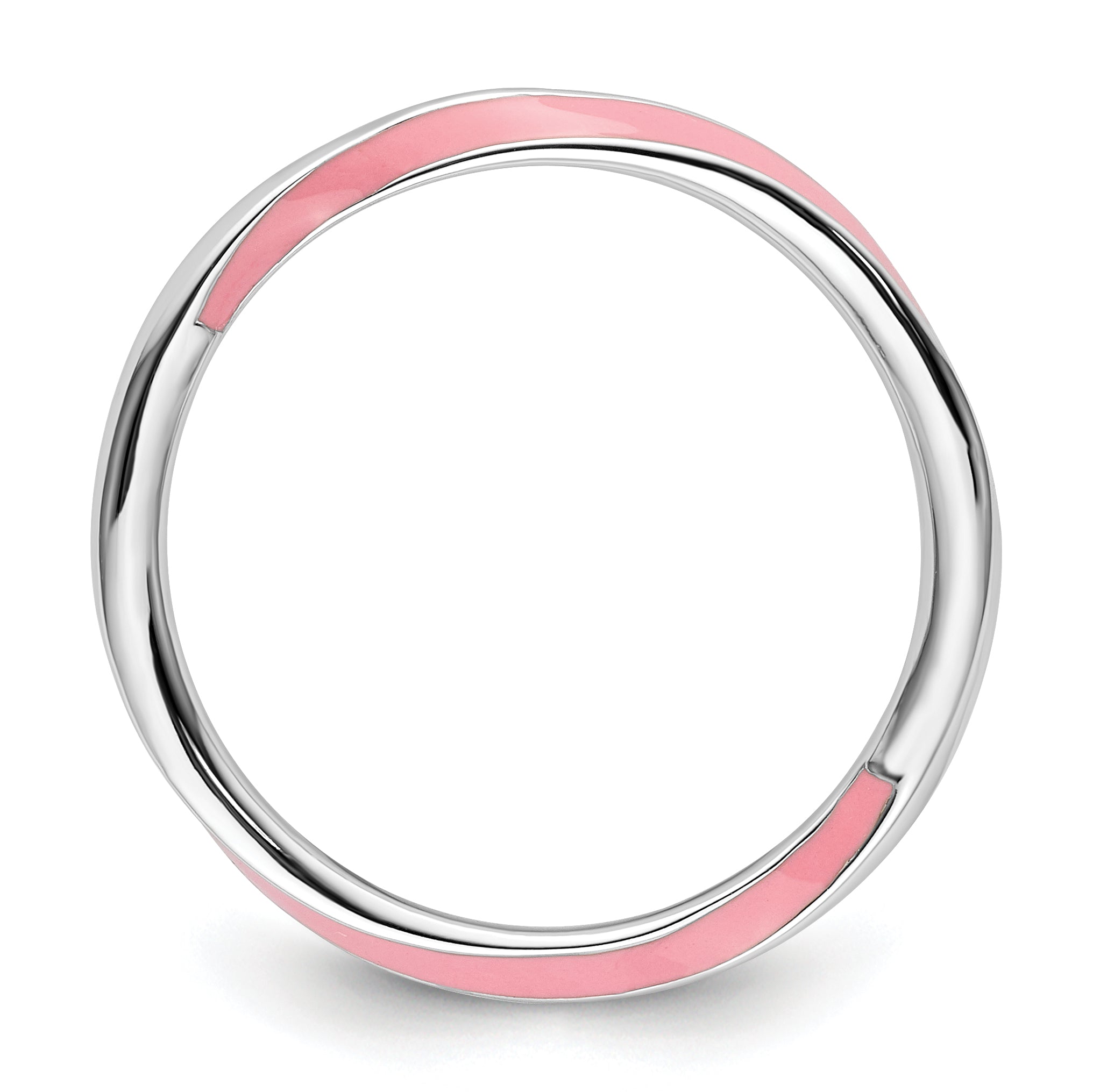 Sterlingsilber Stapelbar Expressions Gedreht Rosa Emailliert Ring