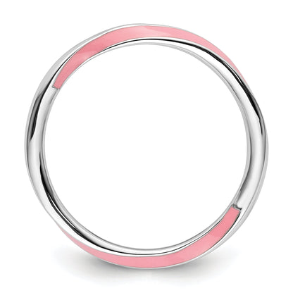 Sterlingsilber Stapelbar Expressions Gedreht Rosa Emailliert Ring