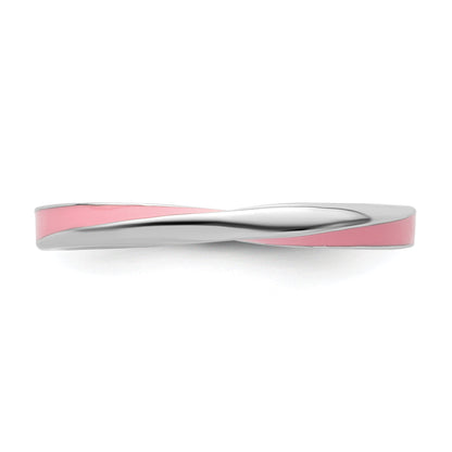 Sterlingsilber Stapelbar Expressions Gedreht Rosa Emailliert Ring